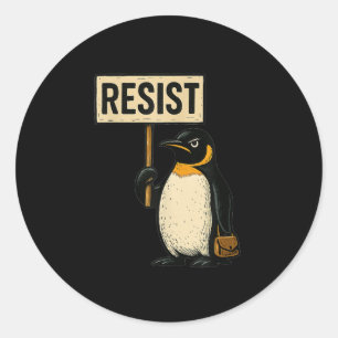 Resist Penguin Activism Grafik Design Runder Aufkleber