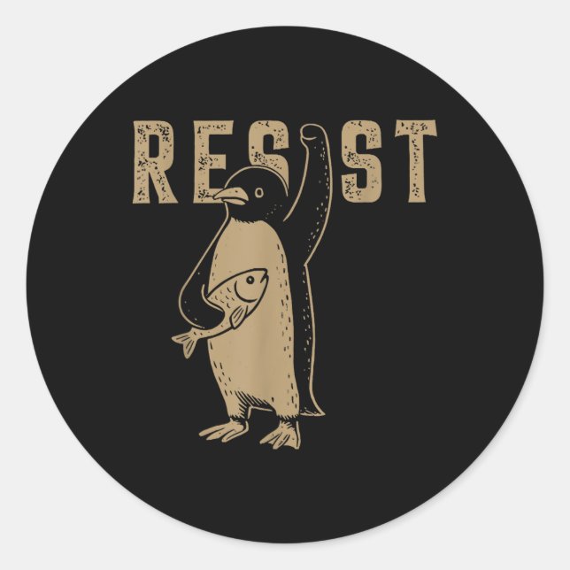 Resist Penguin Activism Grafik Design Runder Aufkleber (Vorderseite)
