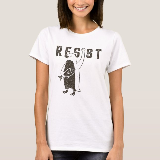 Resist Penguin Activism Graphic Design Vintag T-Shirt (Vorderseite)
