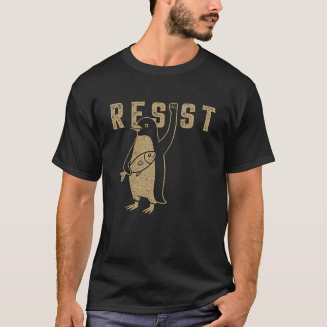 Resist Penguin Activism Graphic Design Vintag T-Shirt (Vorderseite)