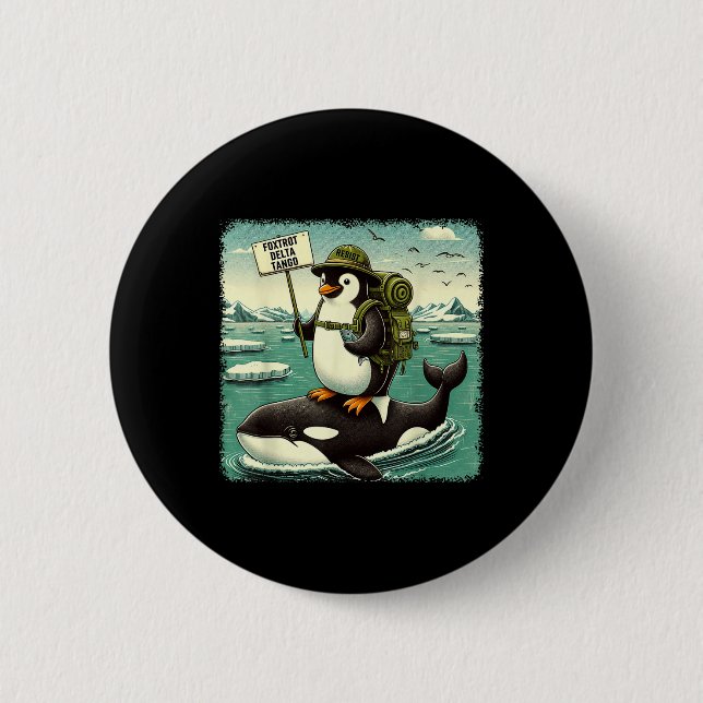 Resist Penguin Activism Graphic Funny Pinguin Agai Button (Vorderseite)