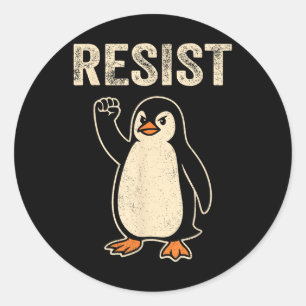 Resist Penguin Aktivismus Politische Satire Pingui Runder Aufkleber