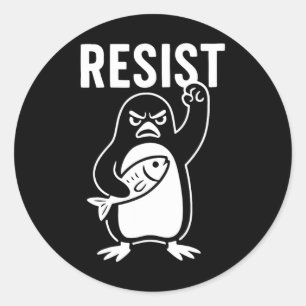Resist Penguin Aktivismus Protest Grafik Grunge St Runder Aufkleber