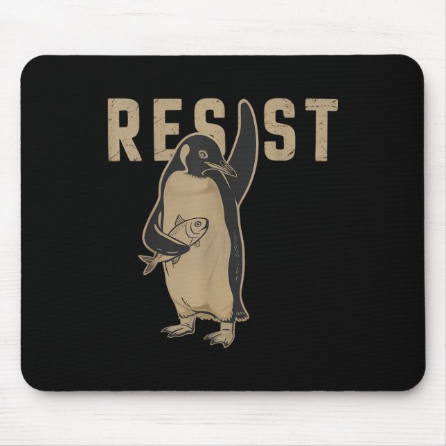 Resist Penguin _ Hand Off _ Pinguine Protest Mousepad (Vorne)