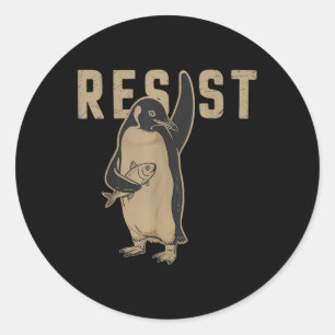 Resist Penguin _ Hand Off _ Pinguine Protest Runder Aufkleber
