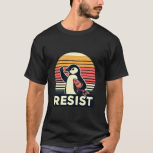 Resist Penguin Retro Sunset Funny Protest Pinguin T-Shirt