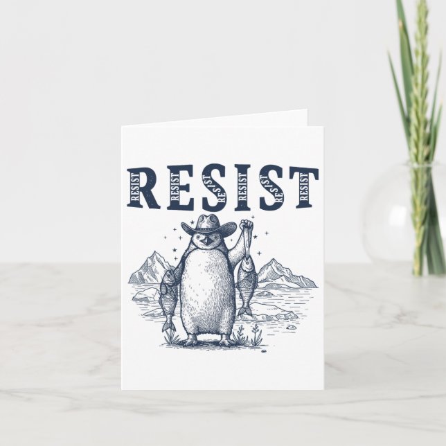 Resist Penguins Activism Vintag Graphic Karte (Vorderseite)