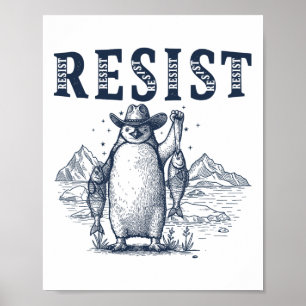 Resist Penguins Activism Vintag Graphic Poster