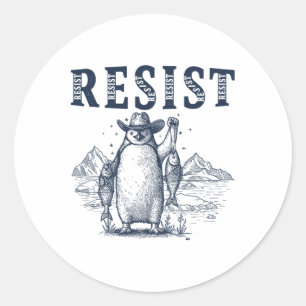 Resist Penguins Activism Vintag Graphic Runder Aufkleber