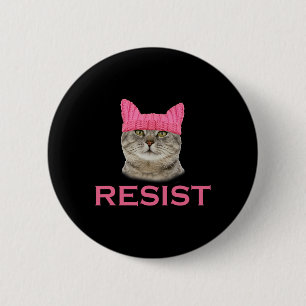 Resist Persist Protest März Cat Hat Button