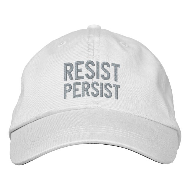 Resist Persist rosa, weißbestickte Baseballkappe Bestickte Baseballkappe (Vorderseite)