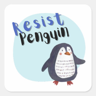 Resist Pinguin Quadratischer Aufkleber