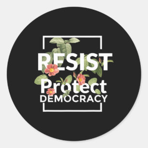 Resist Protect Democracy Subtle Boho Style Floral Runder Aufkleber