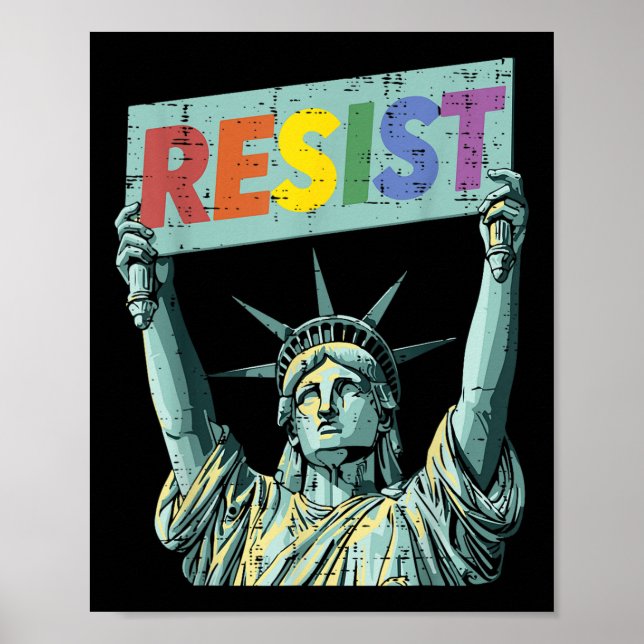 Resist Rainbow Statue Liberty Protest Lgbt Gay Men Poster (Vorne)