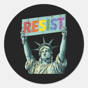 Resist Rainbow Statue Liberty Protest Lgbt Gay Men Runder Aufkleber