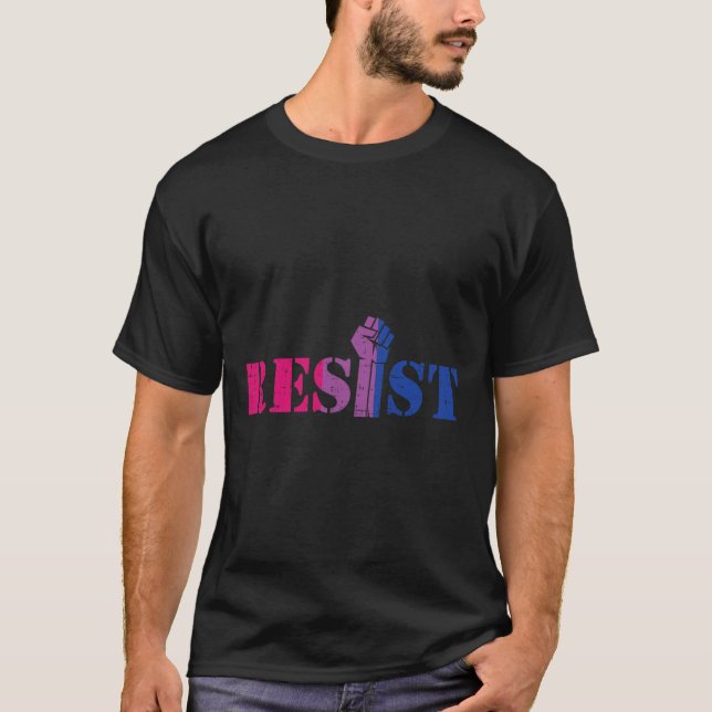 Resist Raised Fist Protest Lgbtq Biual Flag Gay Pr T-Shirt (Vorderseite)