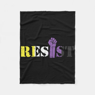 Resist Raised Fist Protest Lgbtq nicht binäre Flag Fleecedecke