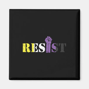 Resist Raised Fist Protest Lgbtq nicht binäre Flag Magnet