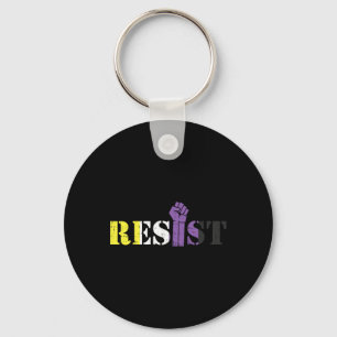 Resist Raised Fist Protest Lgbtq nicht binäre Flag Schlüsselanhänger