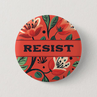 Resist Red Blume Button
