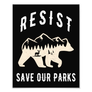 Resist Rette unsere Parks Alt US Nationalparkbären Fotodruck