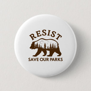 Resist Rette unseren Parkbärenaufkleber Button