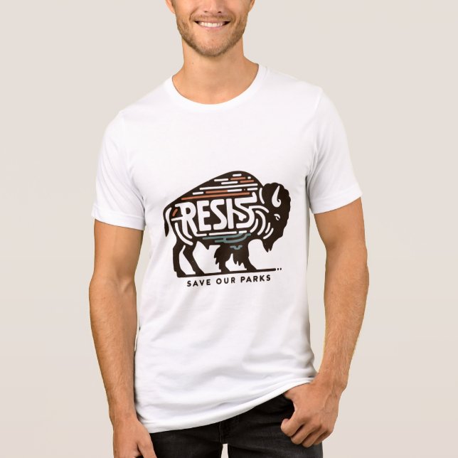Resist Rettete unsere Parks kühne Bison Conservati Tri-Blend Shirt (Vorderseite)