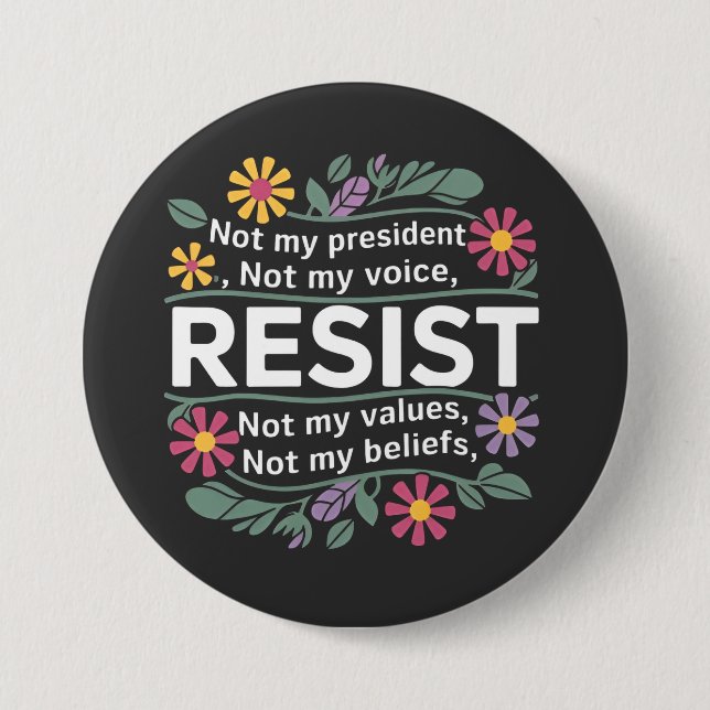 Resist subtile Anti Trump Blumenprotest Button (Vorderseite)
