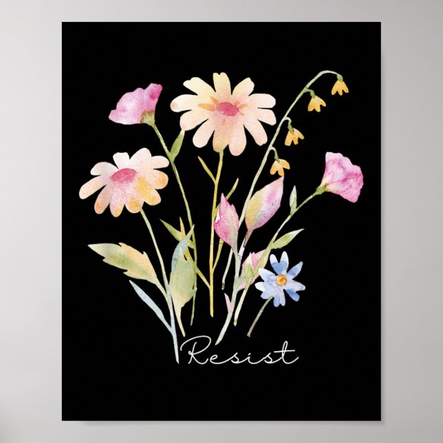 Resist subtile Anti Trump Blumenprotest Poster (Vorne)