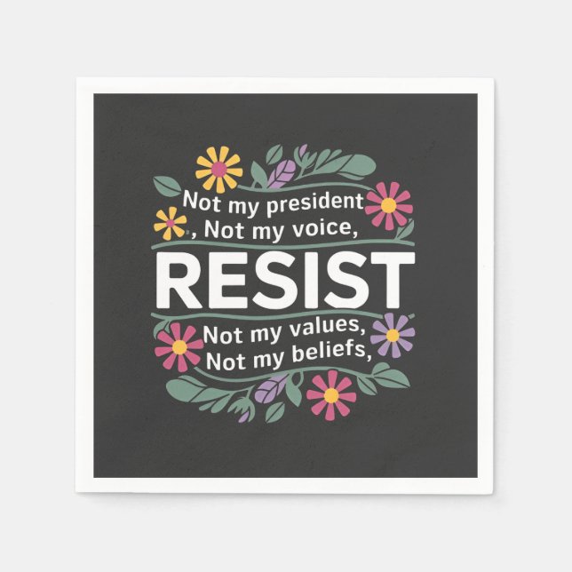 Resist subtile Anti Trump Blumenprotest Serviette (Vorderseite)