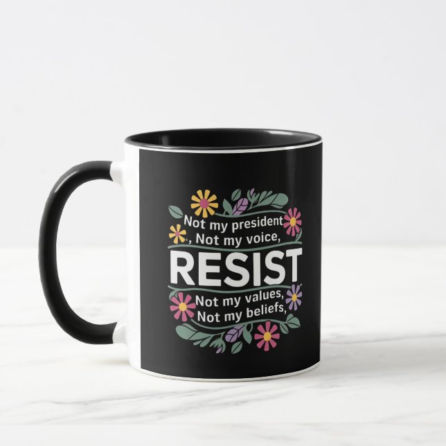 Resist subtile Anti Trump Blumenprotest Tasse (Links)