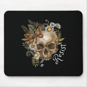 Resist Subtle Anti Trump Schädel Bloral botanisch Mousepad
