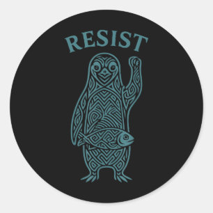 Resistent Pinguine Activism Grafik, die wir mit Pe Runder Aufkleber