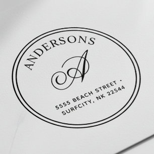 (RESIZIERT) Elegante Monogramm-Rücksendeadresse Se Gummistempel