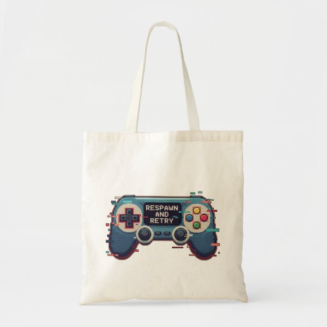 Respawn and Retry - Retro Gaming Glitch Art Tragetasche (Vorne)