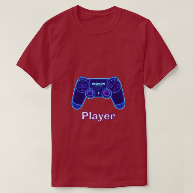 Respawn And Rise Neon Controller Kunst T-Shirt (Design vorne)