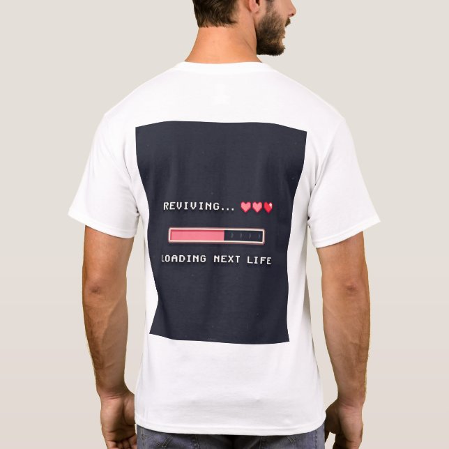 Respawning... Please Wait – Funny Gamer T-Shirt (Rückseite)