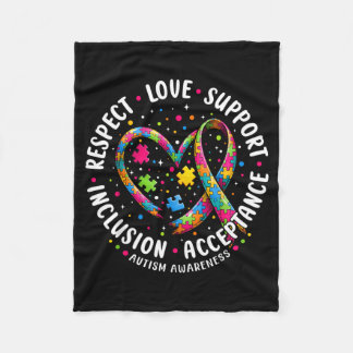 Respect Love Support Autism Awareness Shirts Women Fleecedecke