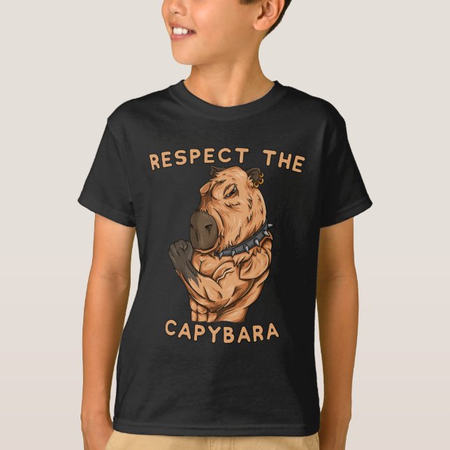 Respect The Capybara - Funny Fitness Bodybuilder R T-Shirt (Vorderseite)