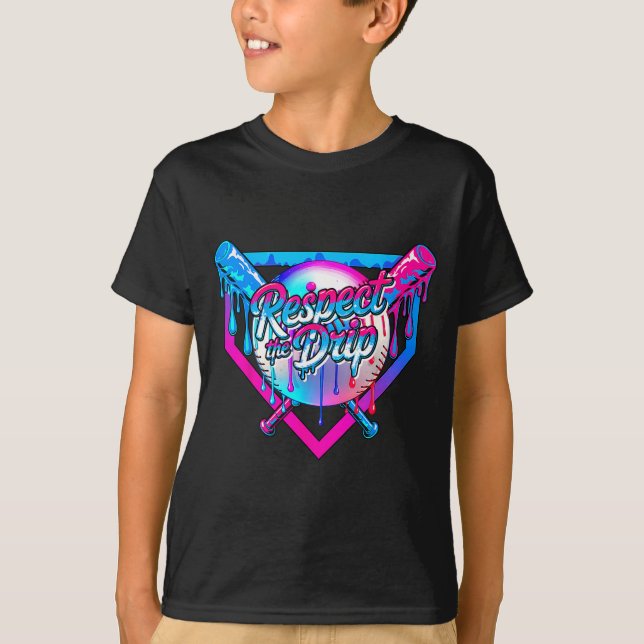 Respect The Drip Baseball Ice Cream For Kids Boys  T-Shirt (Vorderseite)