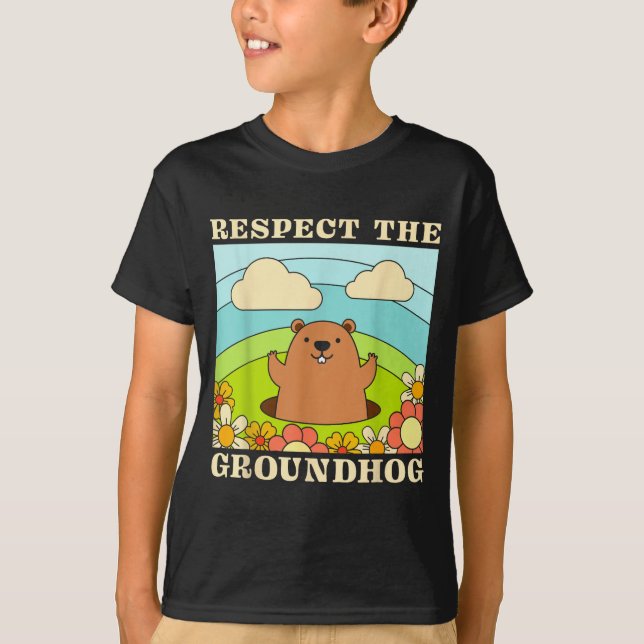 Respect The Groundhog Day Men Women Animal Retro 6 T-Shirt (Vorderseite)