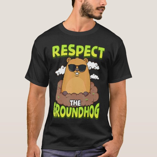 Respect The Groundhog  Retro Punxsy Phil's Groundh T-Shirt (Vorderseite)