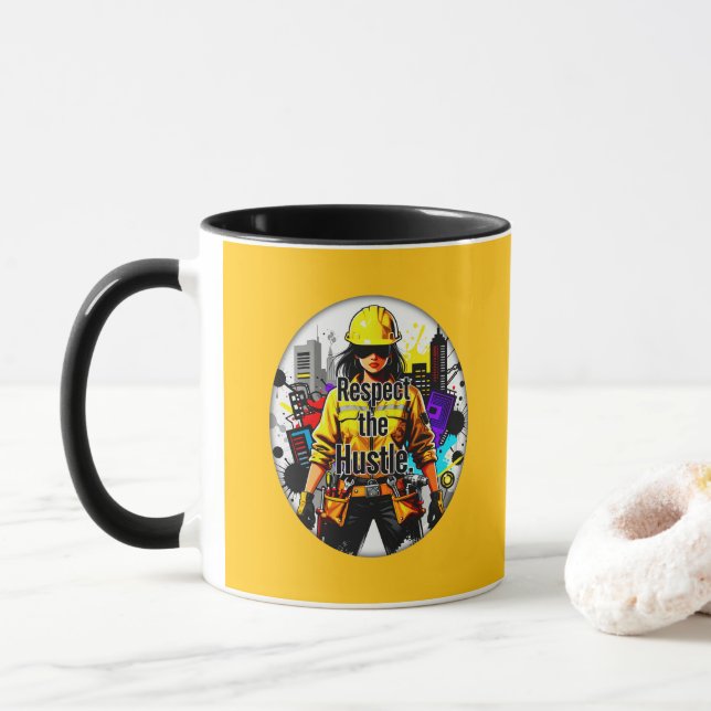 Respect the Hustle Worker Illustration – Industria Tasse (Mit Donut)