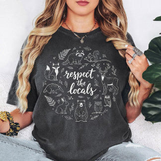 Respect the Locals Woodland Animals Circle Design T-Shirt