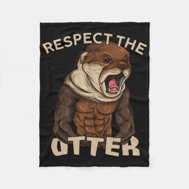 Respect The Otter - Muscular Fitness Bodybuilder A Fleecedecke (Vorderseite)
