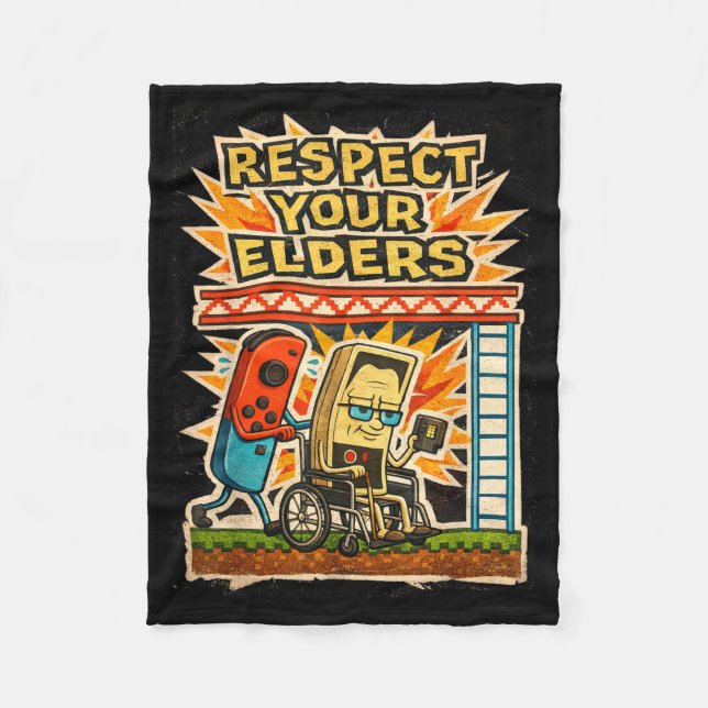 Respect Your Elders Funny Gamer Controller 80s Ret Fleecedecke (Vorderseite)