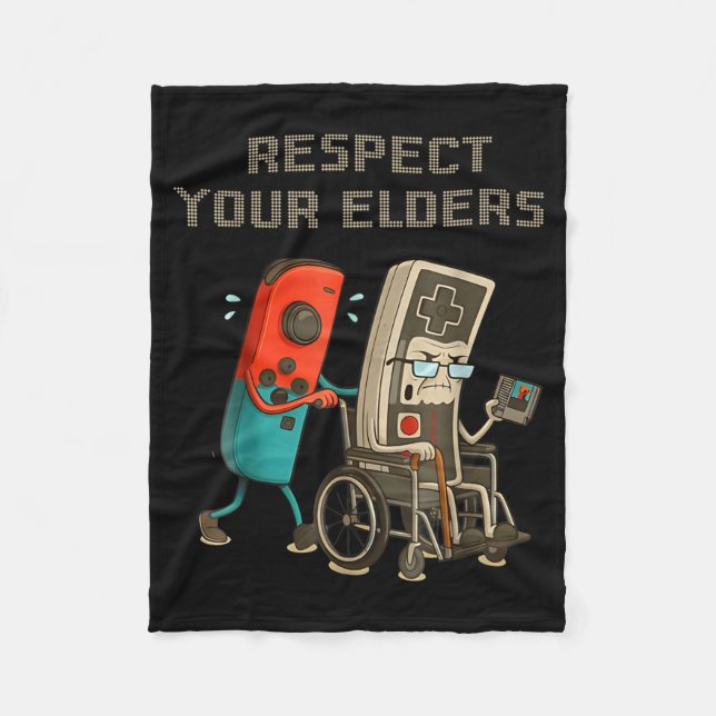 Respect Your Elders Funny Retro Gaming Clic Consol Fleecedecke (Vorderseite)