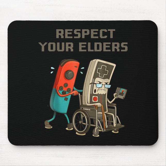 Respect Your Elders Funny Retro Gaming Clic Consol Mousepad (Vorne)