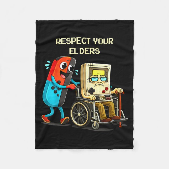 Respect Your Elders Funny Retro Gaming  Fleecedecke (Vorderseite)
