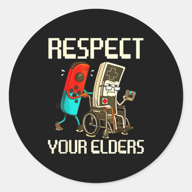 Respect Your Elders Gaming Clic  Runder Aufkleber (Vorderseite)